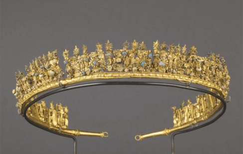 Diadème antique en or, verre et émail du 3e siècle avant J.-C.