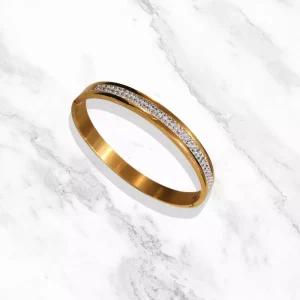 Bracelet "Diamant" Doré en Acier Inoxydable - Élégance et Éclat