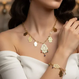 Jouglam - Parure « Khamsa dorée »